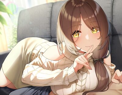 Anime Girls Go 1 Artwork Brunette Yellow Eyes POV  Gaming Mat Desk 38297