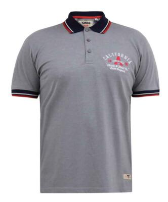 D555 Herren Mersea Pique Polohemd Mit Brust Stickerei IN Grau Marl 2XL Zu 5XL
