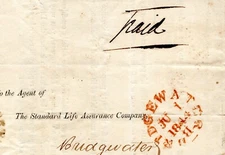 GB Somerset Cover UDC *NORTH PETHERTON* Standard Life Form 1844{samwells}78.11