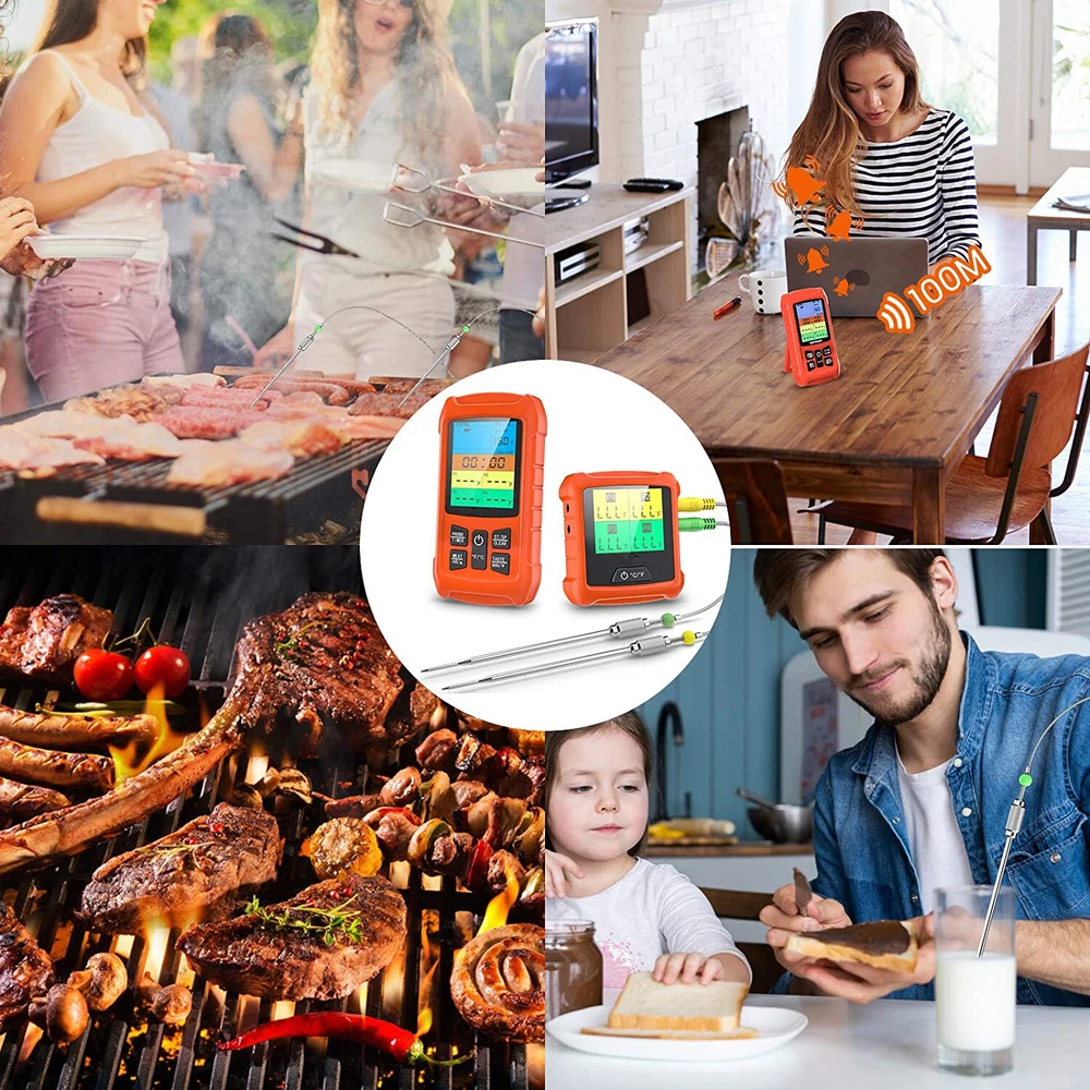 Meat Thermometer,2021 Upgraded Grill Thermometer, Large Colorful Backlite Screen