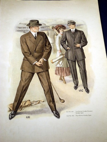 1910-1911 Fall and Winter Fashions Antique Catalog 22"x16" Plates Men's Clothing - Picture 5 of 11