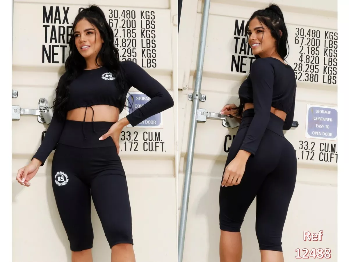 Conjunto negro gym Mujer Sport Set 2-Pcs U Chandal/Short bottoms Ref.12488