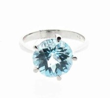 Silver and large blue topaz ring, size P