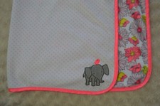 Just One You by Carter's Elephant Baby Blanket Polka Dot Floral Pink White Gray