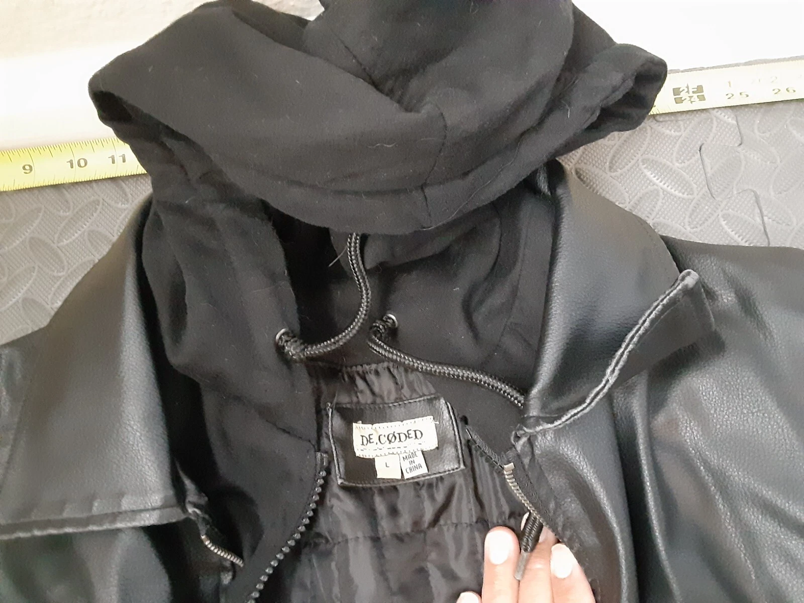 Vintage Y2K De Coded Faux Leather Jacket Mens Large Black Grunge Biker #S150 - product detail image 3