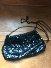 Lulu Townsend Small Black Metal Mesh Evening Cockatail Purse w Zipper Closure 