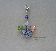 3pc DIY Supply Beaded Charm Set Autumn Maple Leaf many crafty uses read listing