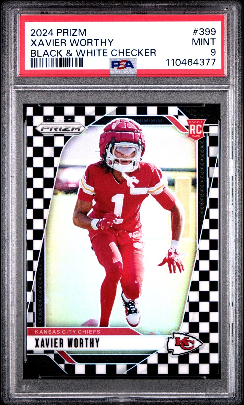 Xavier Worthy 2024 Panini Prizm #399 Black & White Checker Prizm PSA 9 Mint