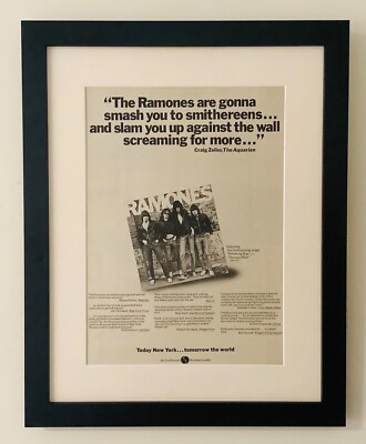 RAMONES+RAMONES+1976+ORIGINAL USA FRAMED MUSIC MAGAZINE AD