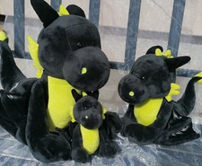 NICI Drache Dragor 20cm 47993 30cm 47994 45cm 47995 gelb neon schwarz Leder 