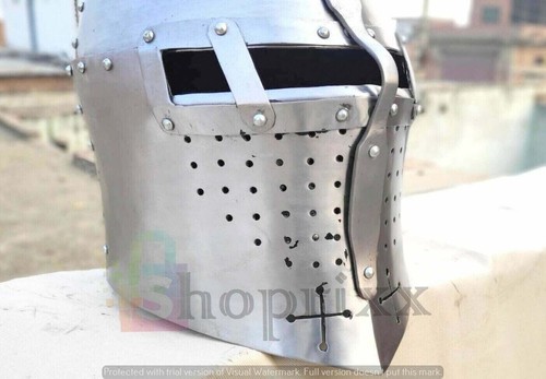 Medieval 14 Century Helmet Helmet For Buhurt & HMB Legal Combat Armour - Foto 3 di 5
