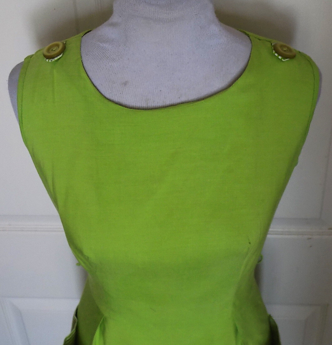 Vintage 50s Lime Green Cotton Sheath Dress Stripe… - image 2