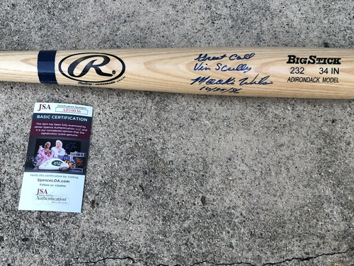 MOOKIE WILSON SIGNED BASEBALL BAT RAWLINGS GREAT CALL VIN SCULLY 10/25/86 JSA - Picture 2 of 9