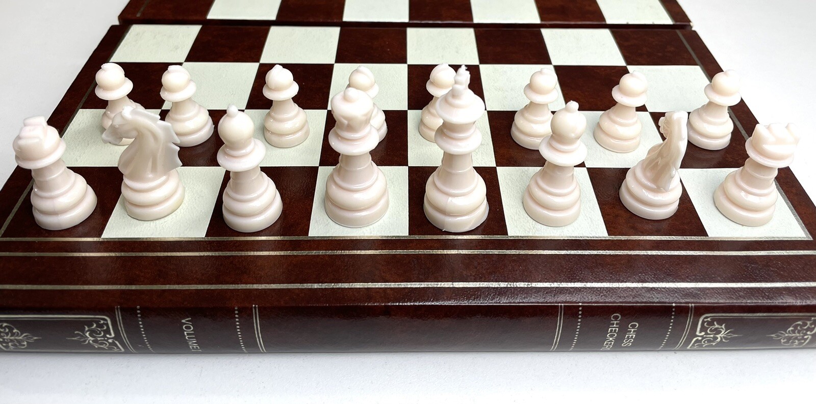 Design Philipp Backgammon Chess Checkers Board Game Set Faux Book Box ...