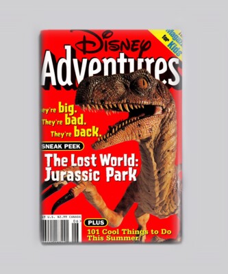 JURASSIC PARK 2 LOST WORLD DISNEY ADVENTURES 2''x3'' FRIDGE MAGNET (magazine retro