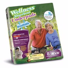 8 Wellness Super Absorbent Underpads, 30" x 36", Absorbs Liquid 400 Faster