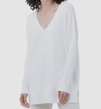 128 French Connection Women's White Winter Baby Soft Ribbed Sweater Size Large