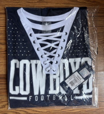 シャツ Dallas Cowboys Lace-Up V-Neck Jersey WM Dallas Cowboys Women's Navy Blue V-Neck Lace Up Jersey T-Shirt NWT
