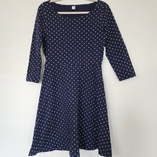 OLD NAVY SZ S Cotton/Spandex Navy Blue White Polka Dots A-Line Skirt Tunic Dress