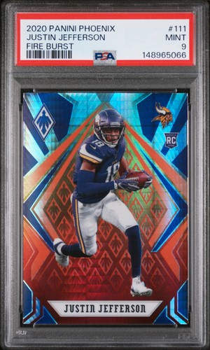 2020 Panini Phoenix JUSTIN JEFFERSON Fire Burst #111 PSA 9 MINT RC Rookie Card ⭐