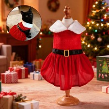 Pet Dresses Xmas Santa Claus Cosplay Red Princess Skirt Soft Christmas Costumes