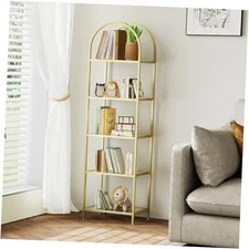 Bookshelf Arched Display Racks,Metal 11.8"D x 13.8"W x 57.1"H Golden
