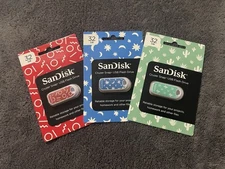 LOT OF 3, BRAND NEW, SanDisk 32GB Decretive Cruzer Snap USB 2.0 Flash Drives