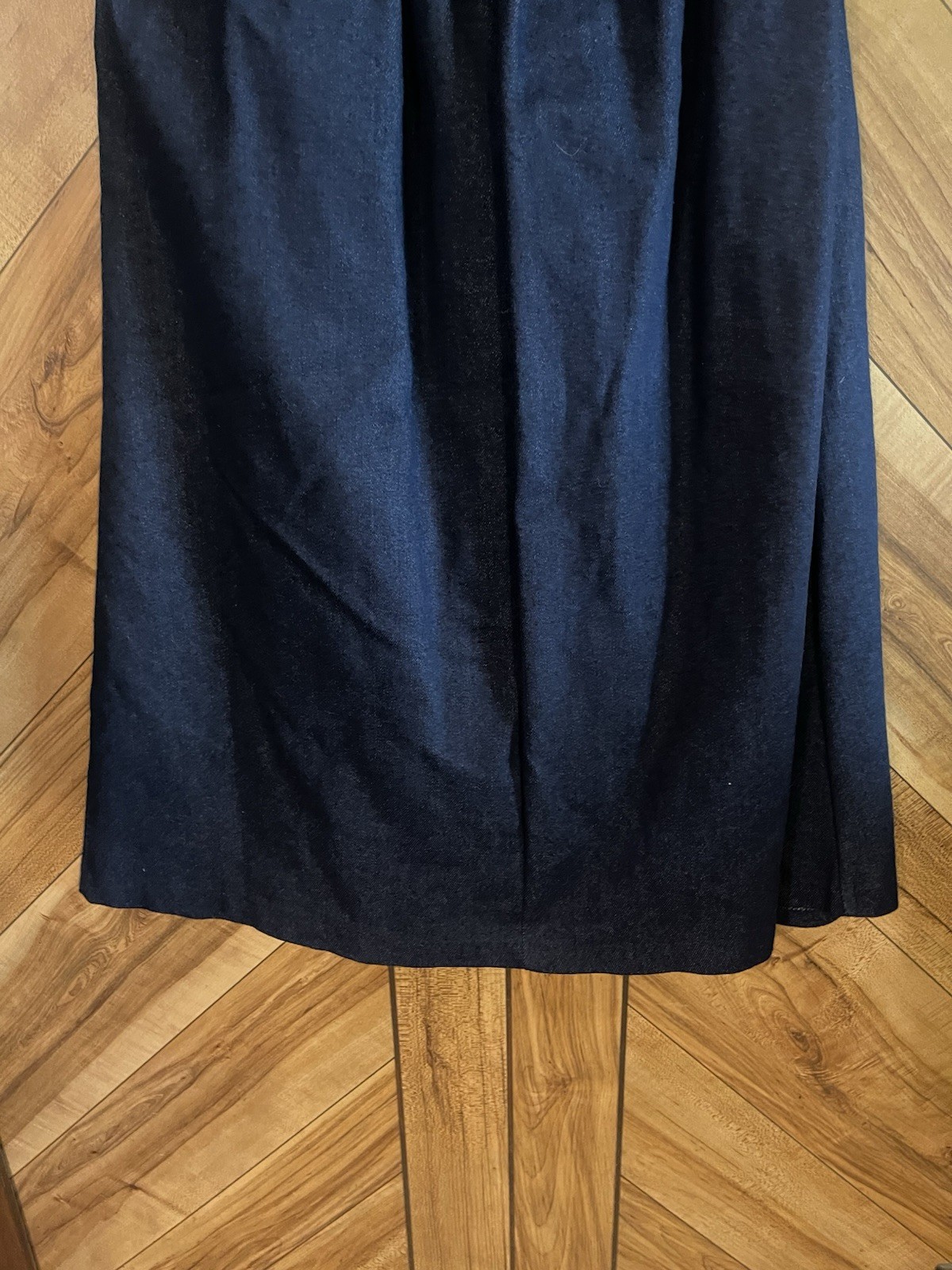 Handmade Dark Blue Pull Button Down Denim Midi Sk… - image 7