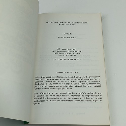 *KB* Scelbi 6800 Software Gourmet Guide & Cook Book by Findley, Robert (TKA45) - Zdjęcie 8 z 18