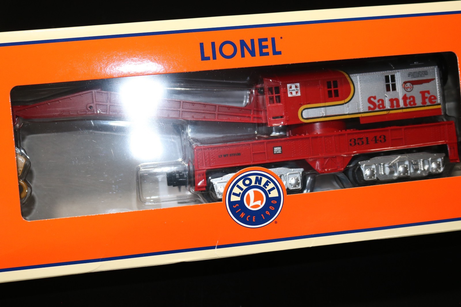 Lionel 6-58594 O Gauge LOTS 2014 Santa Fe Warbonnet Crane Car #35143 NIB