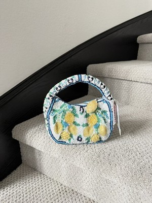 New Release Handcrafted in India Blue Lemon Vine Beaded Bag Viral TikTok