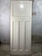 30"X 76 5/8" 1930s Internal Painted Pitch Pine Four Panel Door 1over3 Panelled