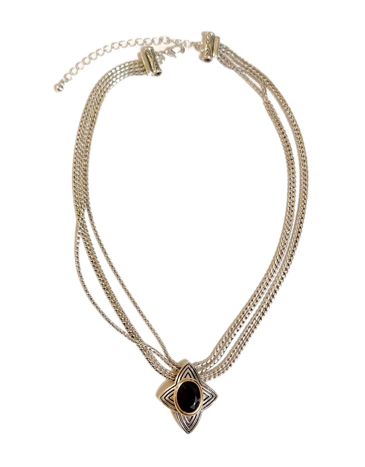 Collar de cadena de plata oro estrella celta solitario granate vintage Avon Nina Ricci Foto 2 de 4