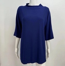 NWT Bryn Walker Sz XS Adria Tunic Blue French Terry Knit Boat Neck 3/4 Sleeve