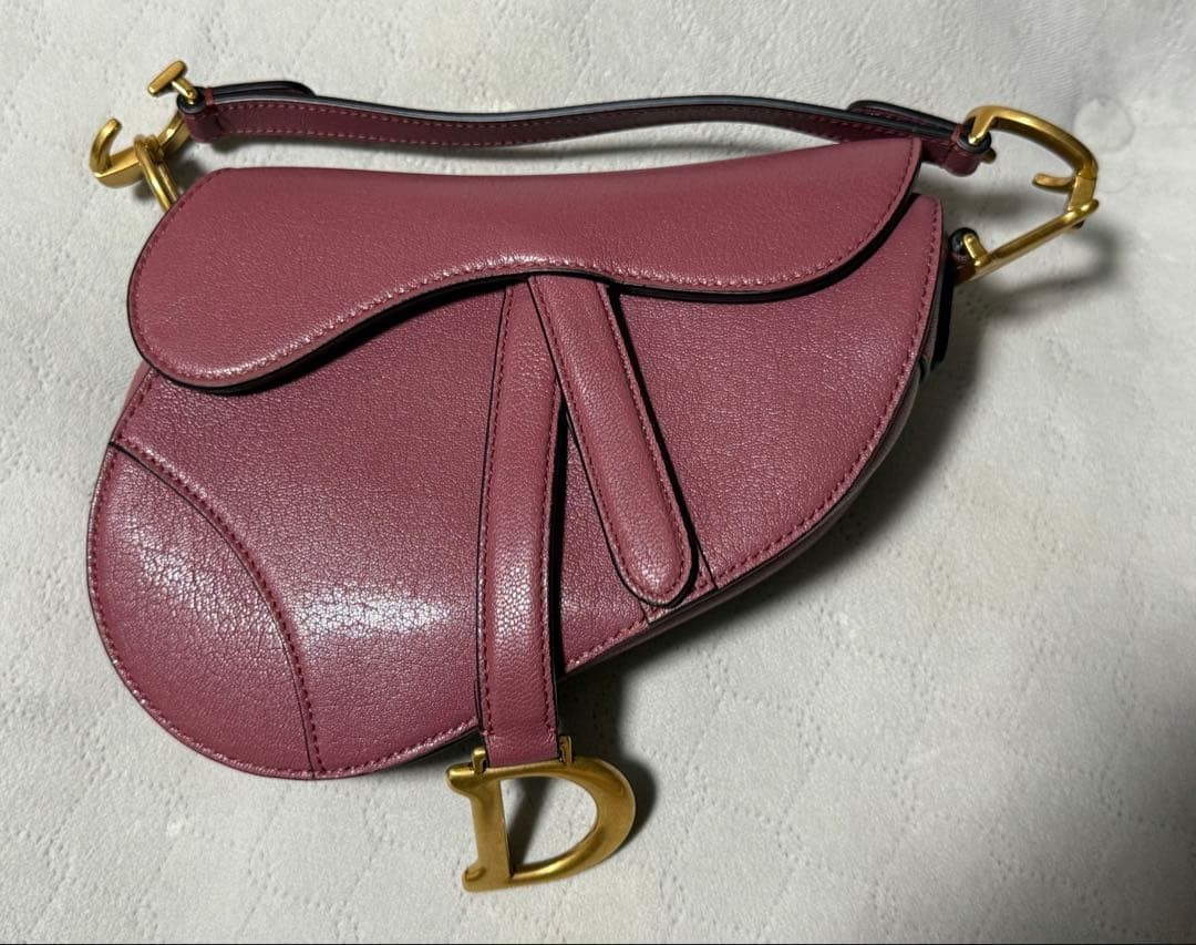 Christian Dior Mini Saddle Bag Mallow Rose Pink Leather Shoulder Bag