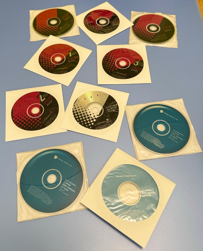 Lot of 7 years Dynamic Graphics Electronic Clipper royalty free stock graphics