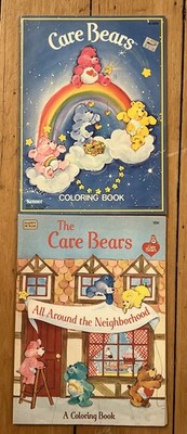 Vintage 80s Care Bears Coloring Book Lot Of 2 Unused 1982 1984 Minor Wear