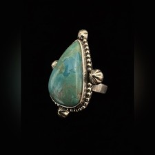 Genuine Turquoise sterling Silver Statement Ring