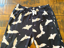 Burt's Bees Black Bat-Print Pajama Bottoms with adult size large