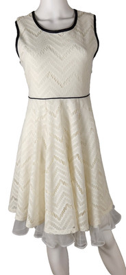 Knitworks Crochet Overlay Fit-Flare Classic/Preppy/Minimalist Dress 20 1/2 Youth