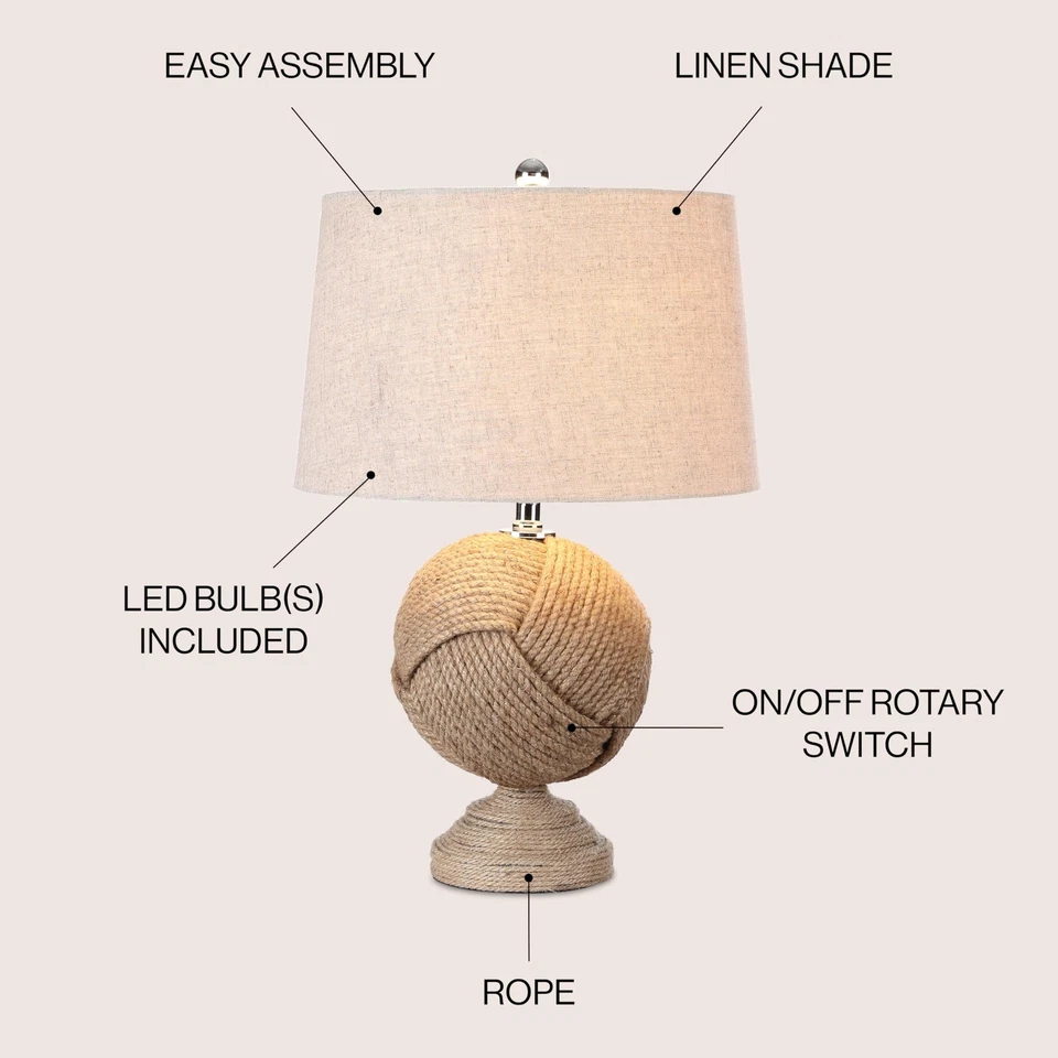 JYL1005A Puño de Mono 24" Cuerda Anudada LED Lámpara de Mesa Casa Costa Rústica... Foto 2 de 4