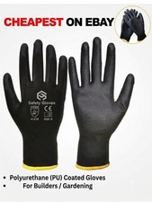 24 PAIRS NEW PU COATED SAFETY WORK GLOVES GARDEN GRIP MENS BUILDERS GARDENING