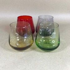 Set of 4 Colourful Glass Stemless Wine Glasses Cocktail Glasses