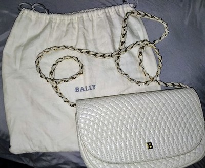 Bally White Quilted Leather Chain Strap Women's Shoulder Bag with Dust Bag