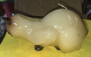 VINTAGE SIAMESE CAT CANDLE   WAX FIGURINE