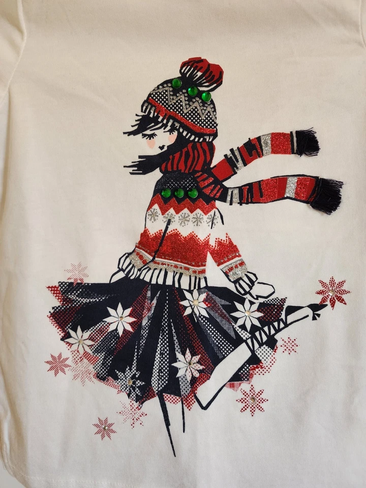 NEW Gymboree Girls Winter 2Pc Outfit Size XS( 4) White Top & Navy Pants - Image 3 of 3