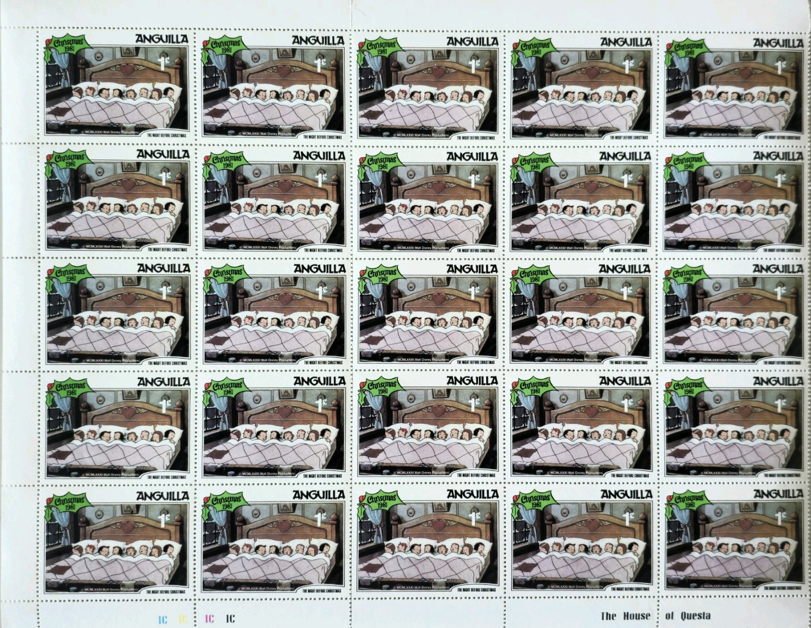 Sheet of Anguilla Christmas Post Stamps #0301