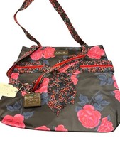 Matilda Jane Floral Striped Tote Bag Blue Multicolor Double Handles
