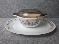 PYREX Woodland Country Autumn Casserole Set 2 Pc Set W/ Lid and Serving Platter.