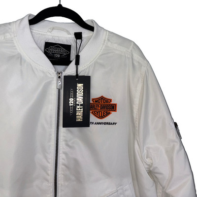 Women's Harley Davidson White 120 Year Anniversary Bomber Jacket - Size XL - NWT